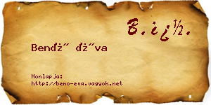 Benő Éva névjegykártya